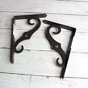 Metal Decorative Wall Shelf Brackets Brown Antique Bronze Hardware Set